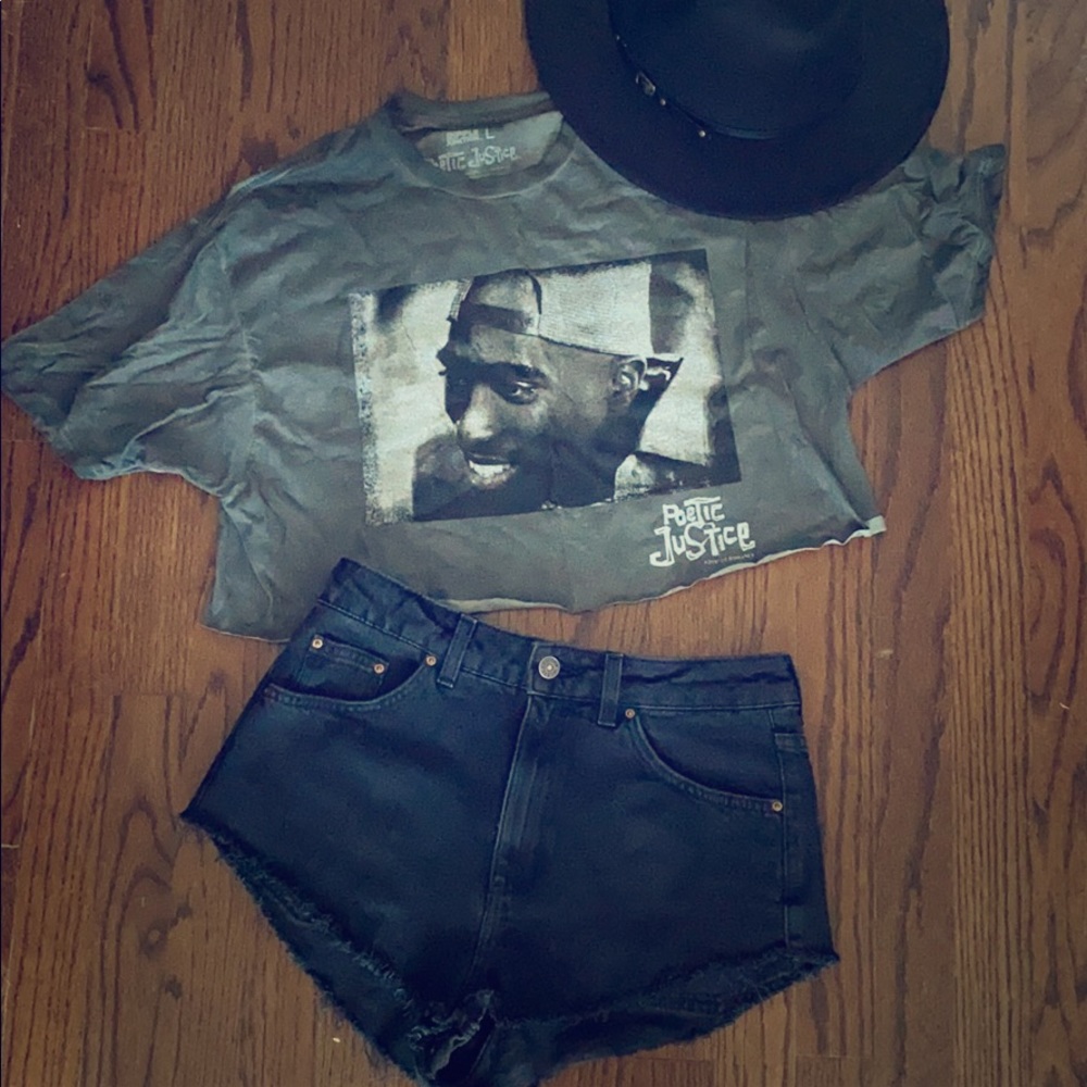 Tupac cropped top tee shirt